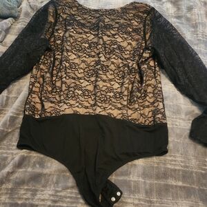 torrid Black Lace Long-Sleeve Bodysuit